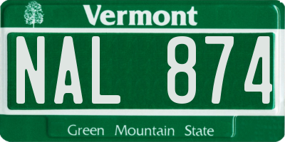 VT license plate NAL874