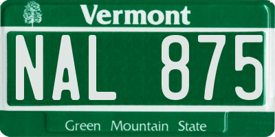 VT license plate NAL875