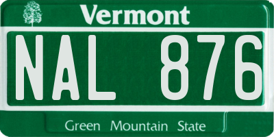 VT license plate NAL876