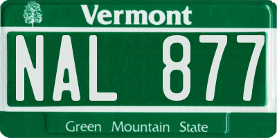 VT license plate NAL877