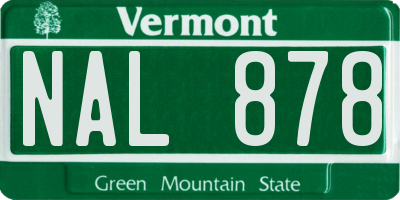 VT license plate NAL878