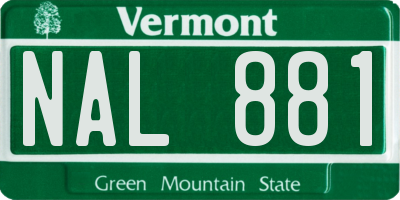 VT license plate NAL881