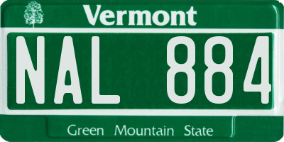 VT license plate NAL884