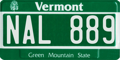 VT license plate NAL889