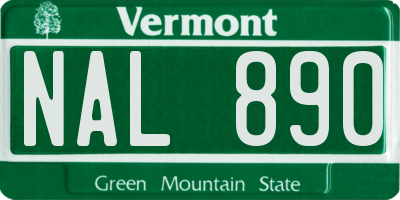 VT license plate NAL890