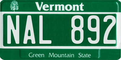 VT license plate NAL892