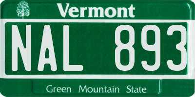 VT license plate NAL893