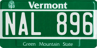 VT license plate NAL896