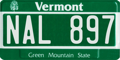 VT license plate NAL897