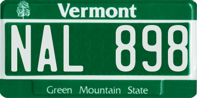 VT license plate NAL898