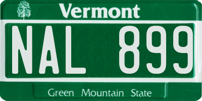 VT license plate NAL899