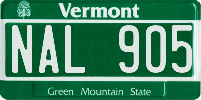 VT license plate NAL905