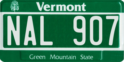 VT license plate NAL907
