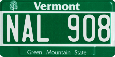 VT license plate NAL908