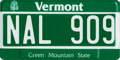 VT license plate NAL909