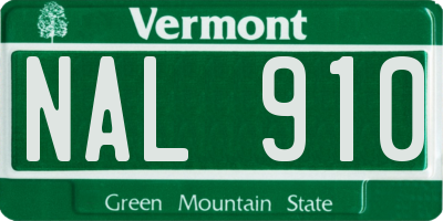 VT license plate NAL910