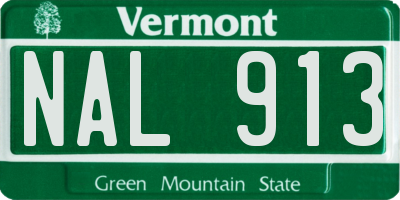 VT license plate NAL913