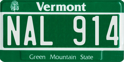 VT license plate NAL914
