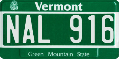 VT license plate NAL916