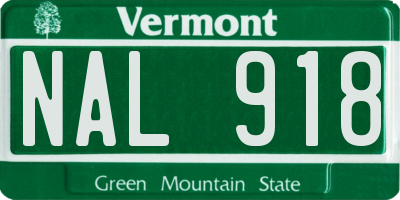 VT license plate NAL918