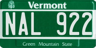 VT license plate NAL922