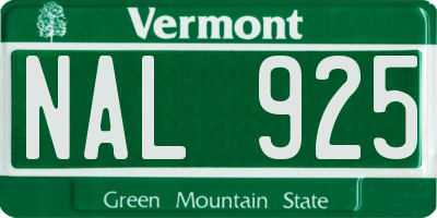 VT license plate NAL925