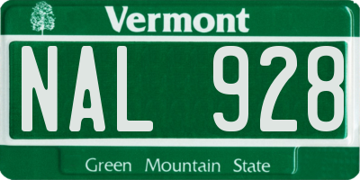 VT license plate NAL928