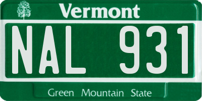 VT license plate NAL931