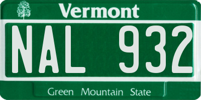 VT license plate NAL932