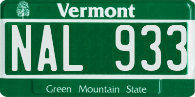 VT license plate NAL933