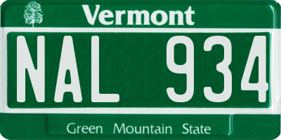 VT license plate NAL934
