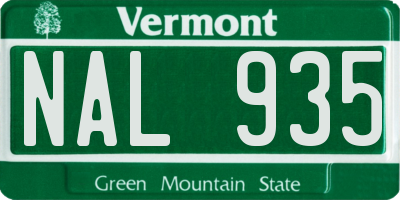 VT license plate NAL935
