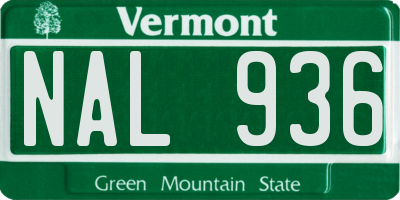 VT license plate NAL936
