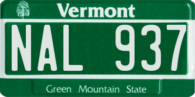 VT license plate NAL937