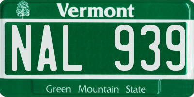 VT license plate NAL939