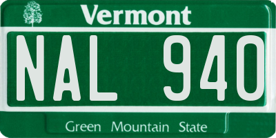 VT license plate NAL940