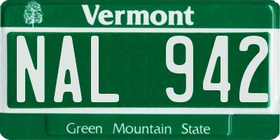 VT license plate NAL942