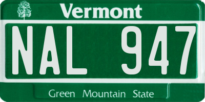 VT license plate NAL947