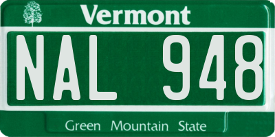 VT license plate NAL948