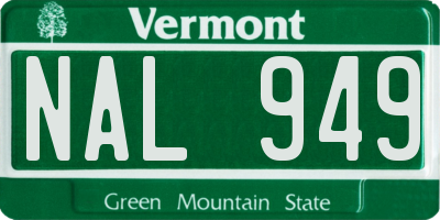 VT license plate NAL949