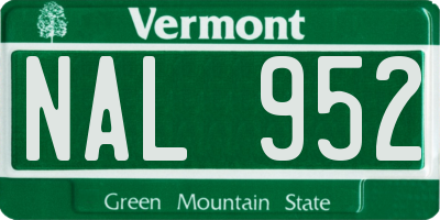 VT license plate NAL952