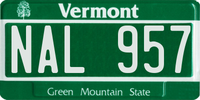 VT license plate NAL957