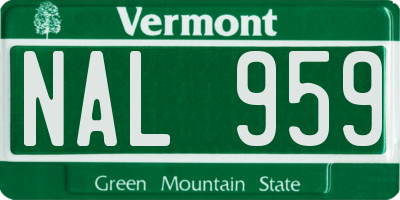 VT license plate NAL959