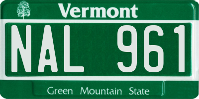 VT license plate NAL961