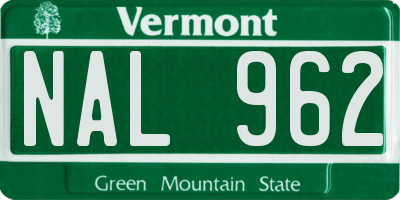 VT license plate NAL962