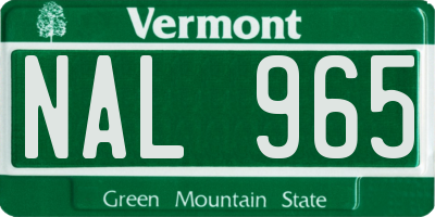 VT license plate NAL965
