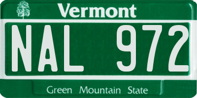 VT license plate NAL972