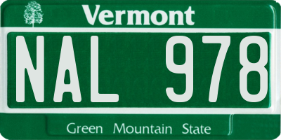 VT license plate NAL978