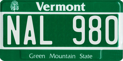 VT license plate NAL980