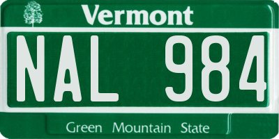 VT license plate NAL984